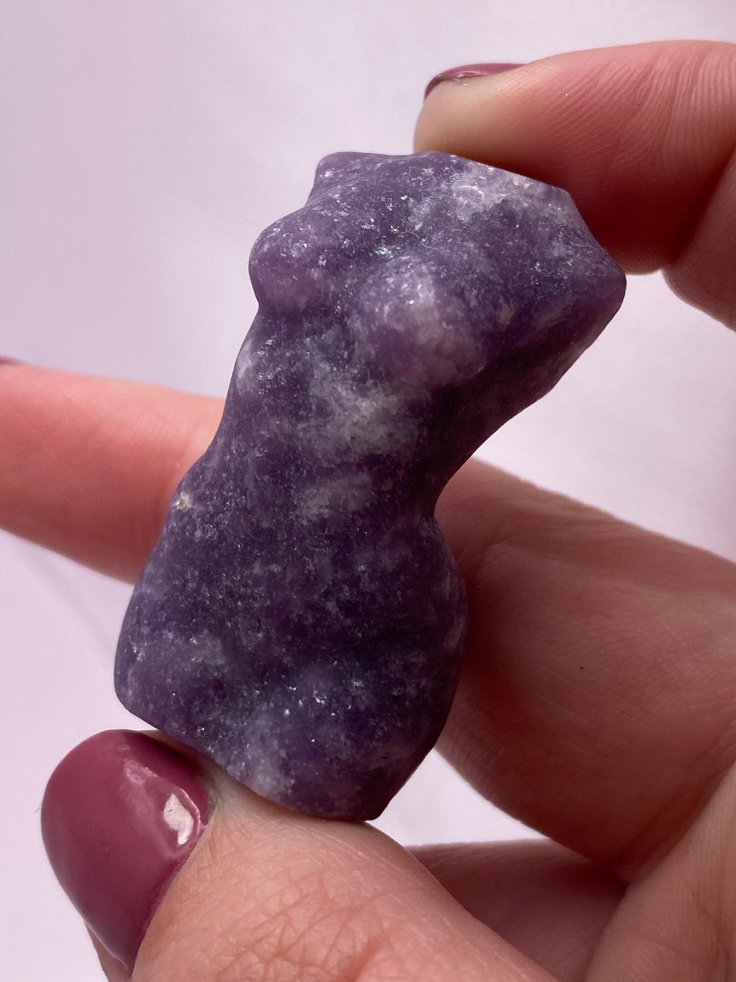 Lepidolite woman body carving