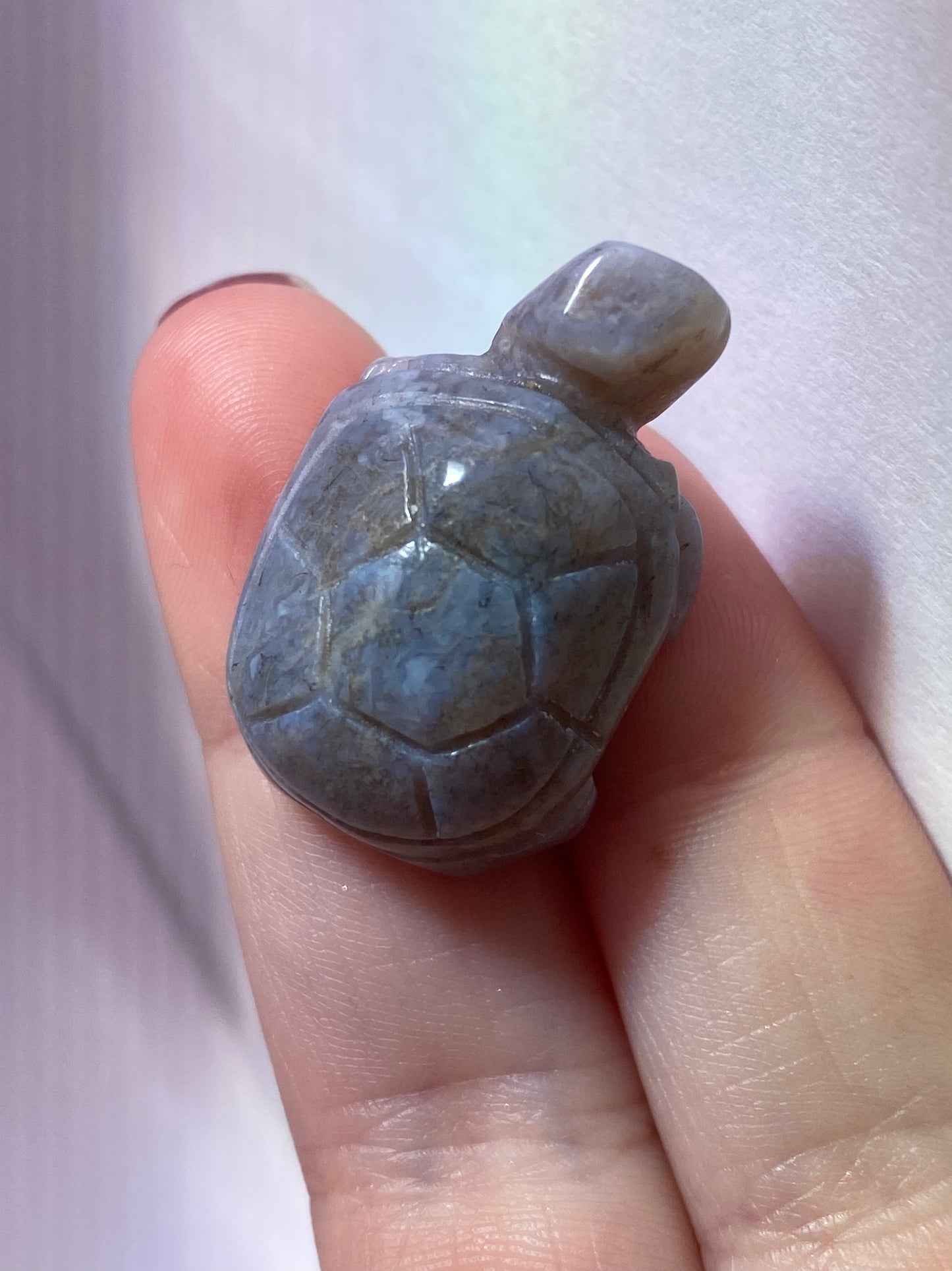 Moss agate turtle carving