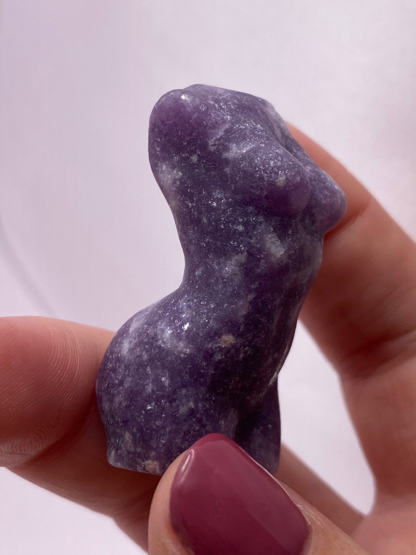 Lepidolite woman body carving