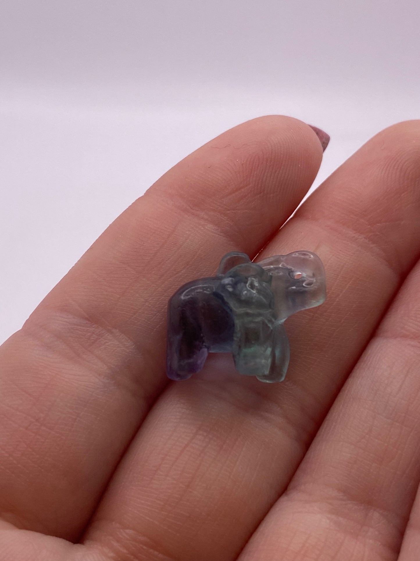 Fluorite elephant carving