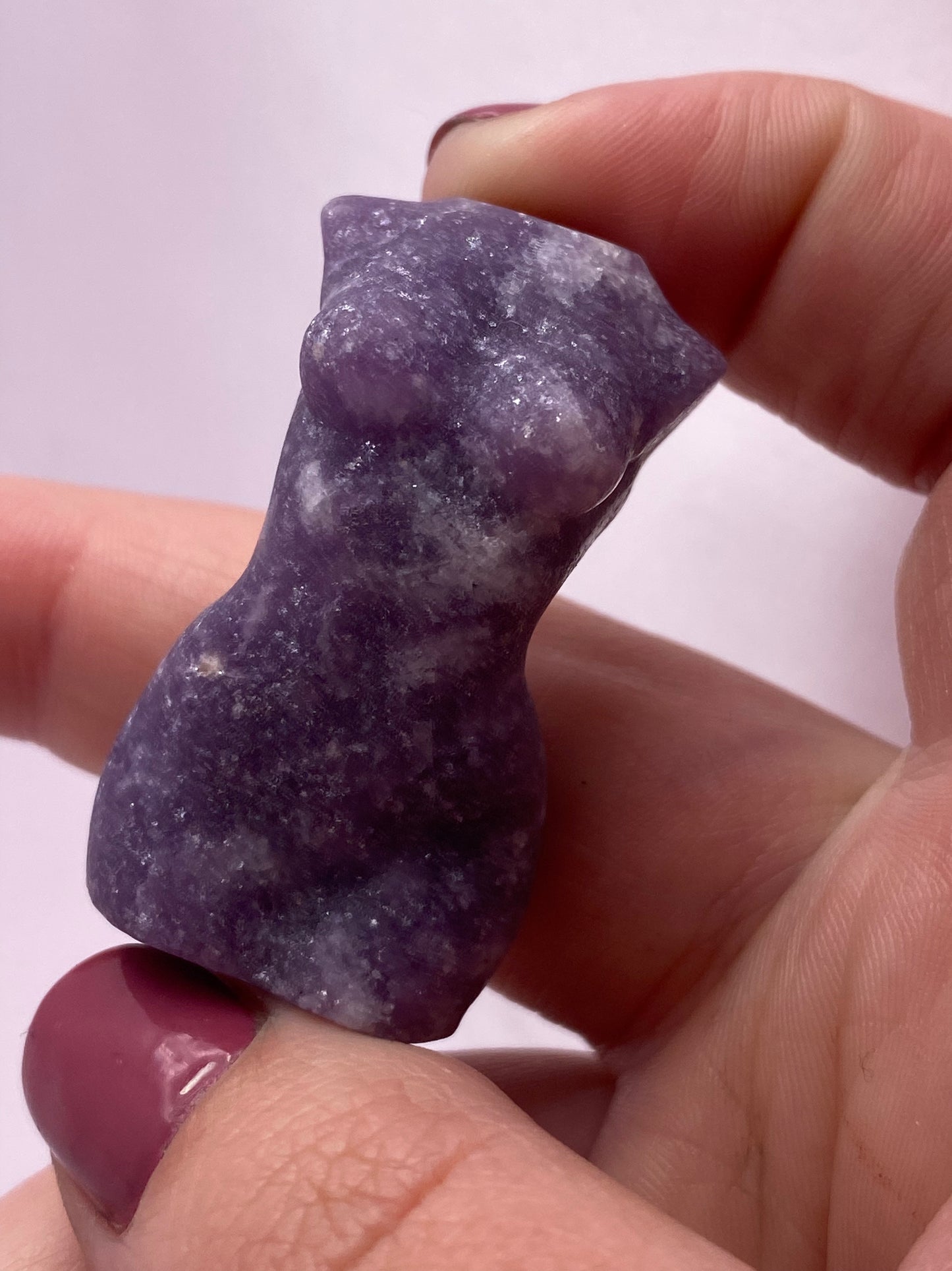 Lepidolite woman body carving