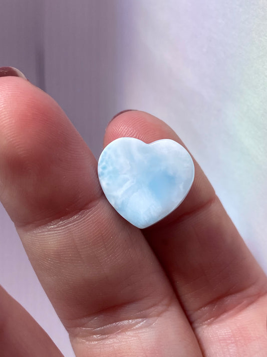 Larimar heart cab carving