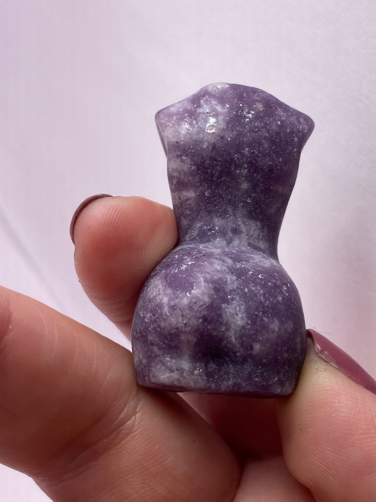 Lepidolite woman body carving