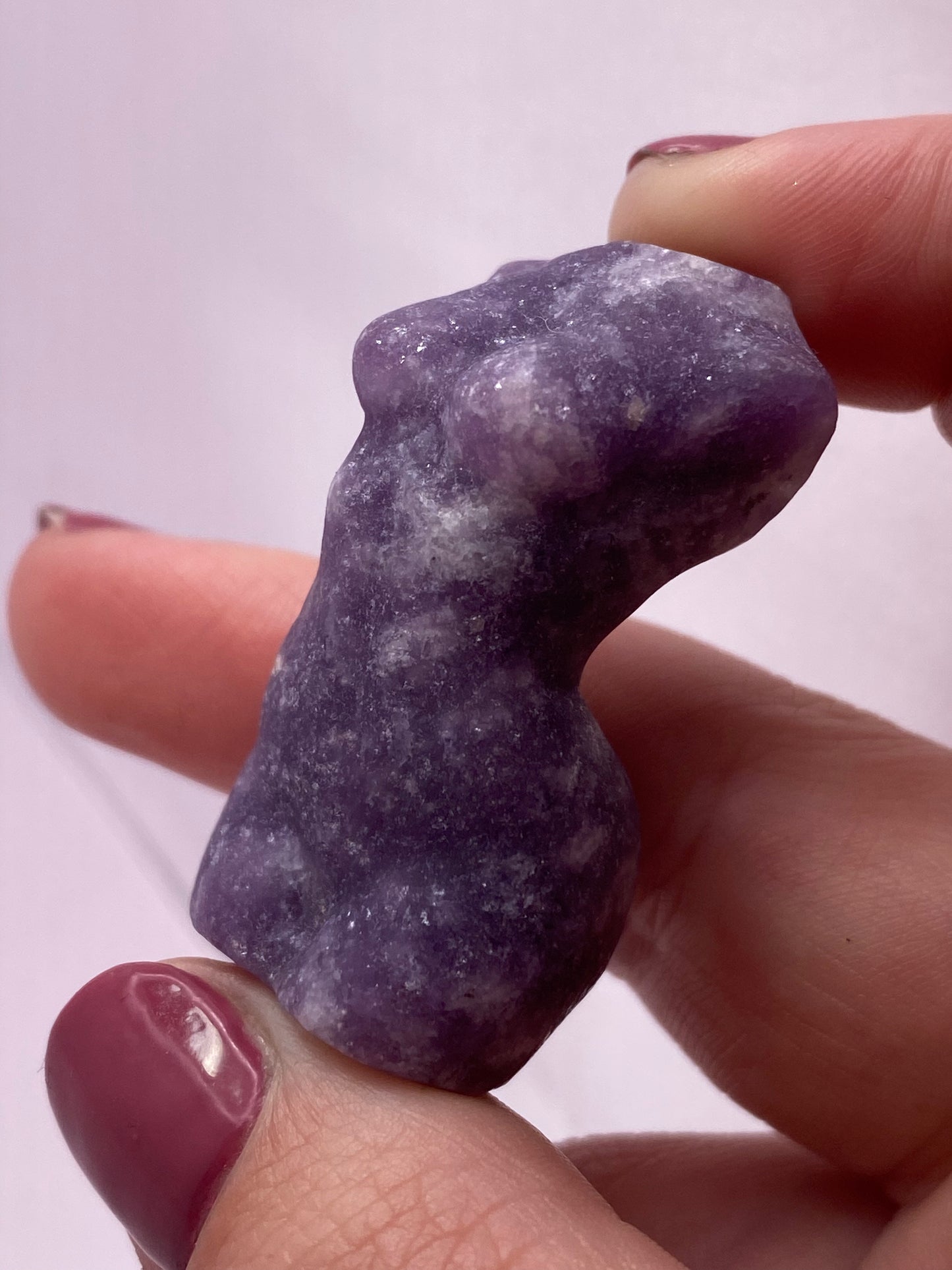 Lepidolite woman body carving