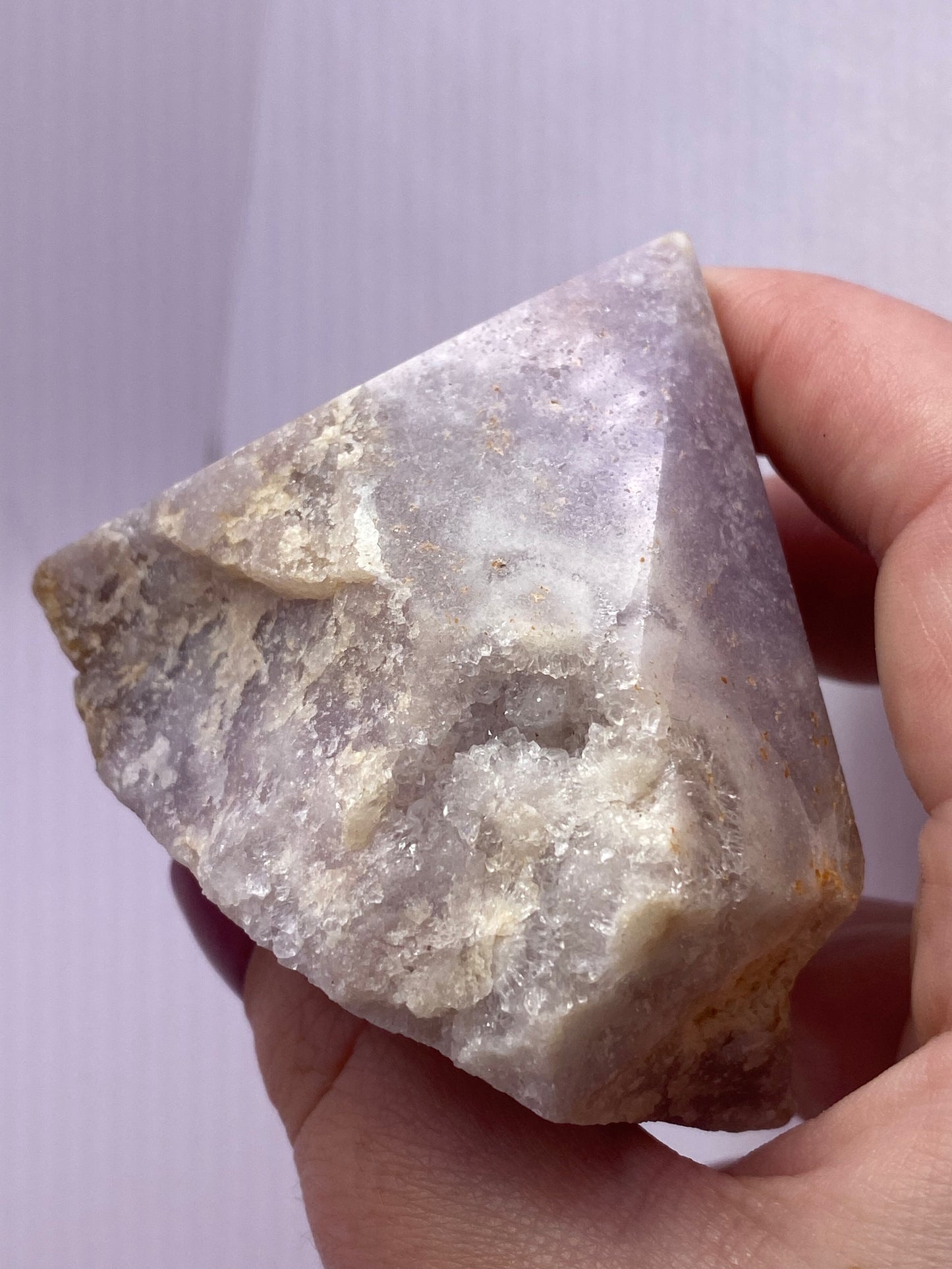 Pink Amethyst half polished point