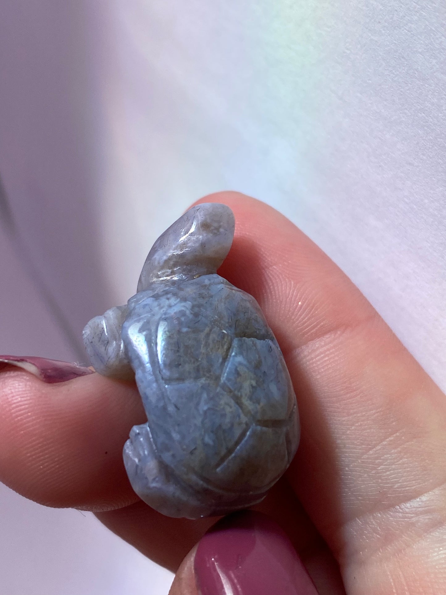 Moss agate turtle carving