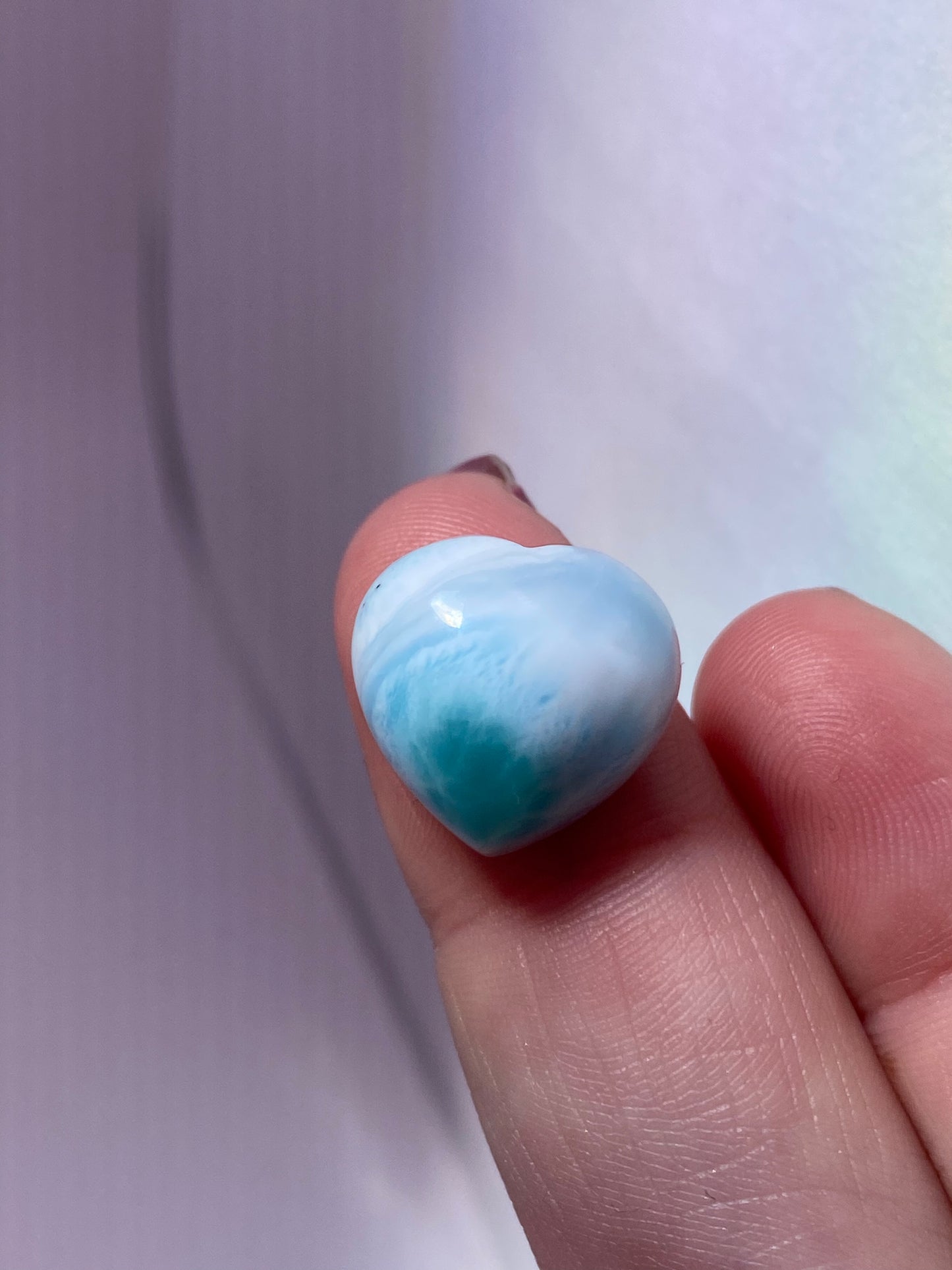 Larimar heart cab carving