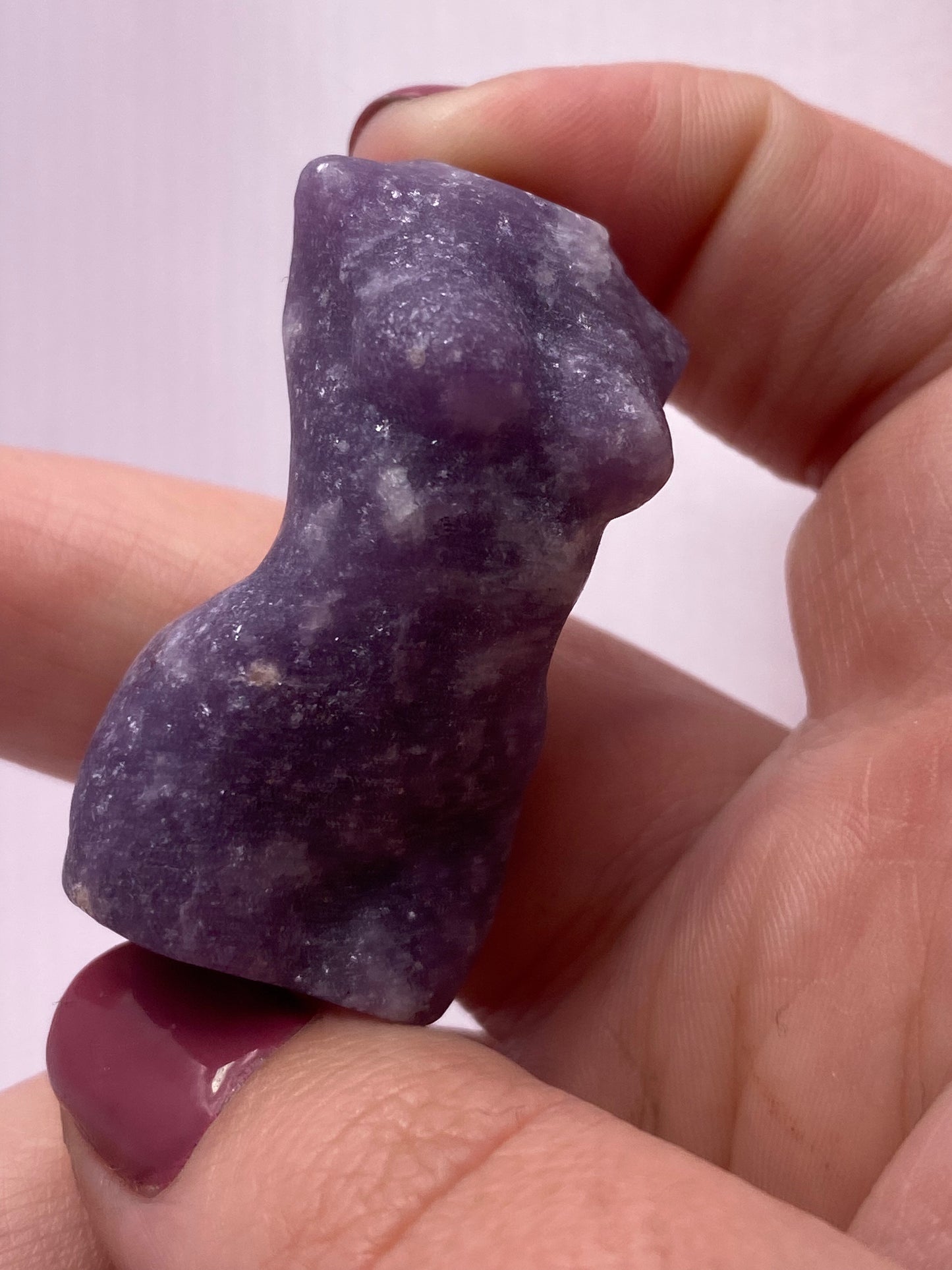 Lepidolite woman body carving