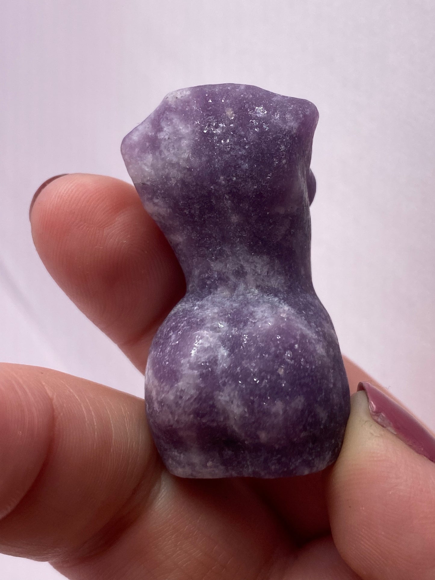 Lepidolite woman body carving