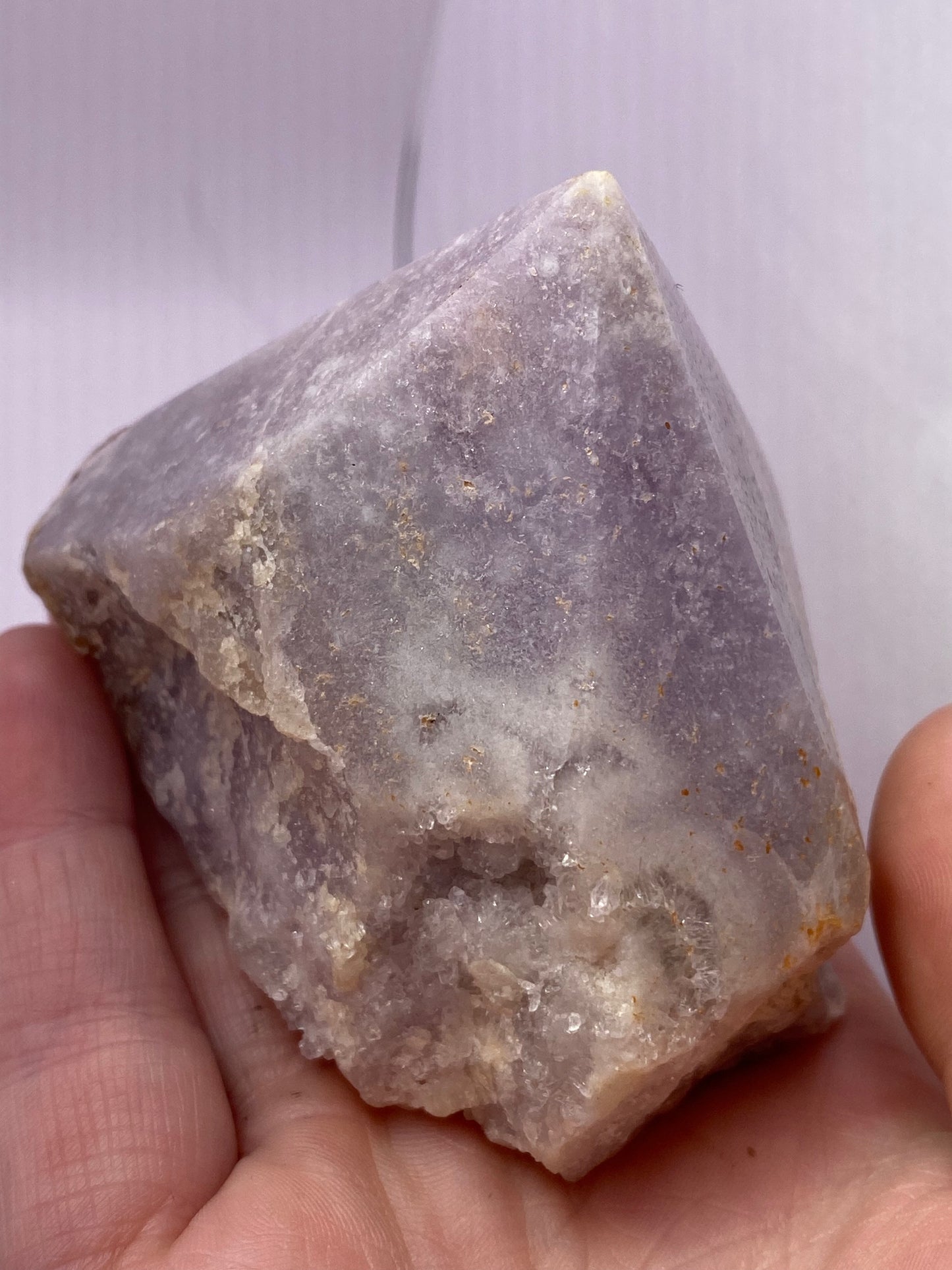 Pink Amethyst half polished point