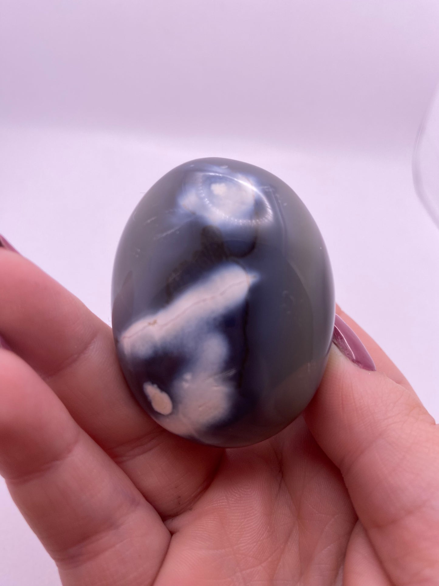 Orca agate palm stone