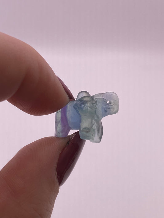 Fluorite elephant carving