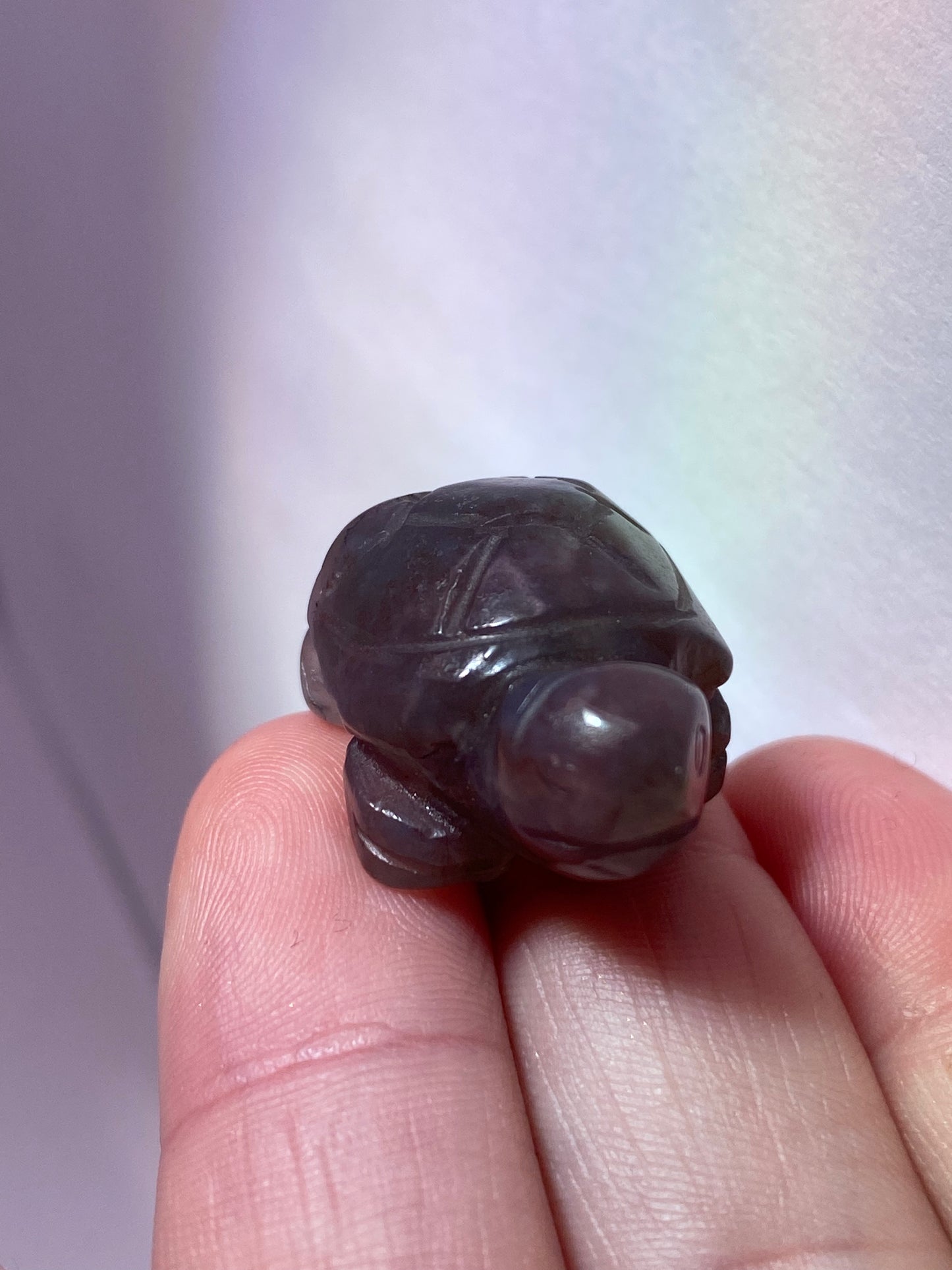 Moss agate turtle carving