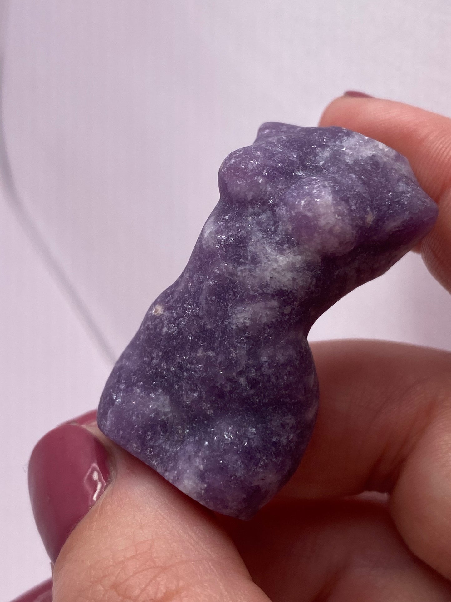 Lepidolite woman body carving