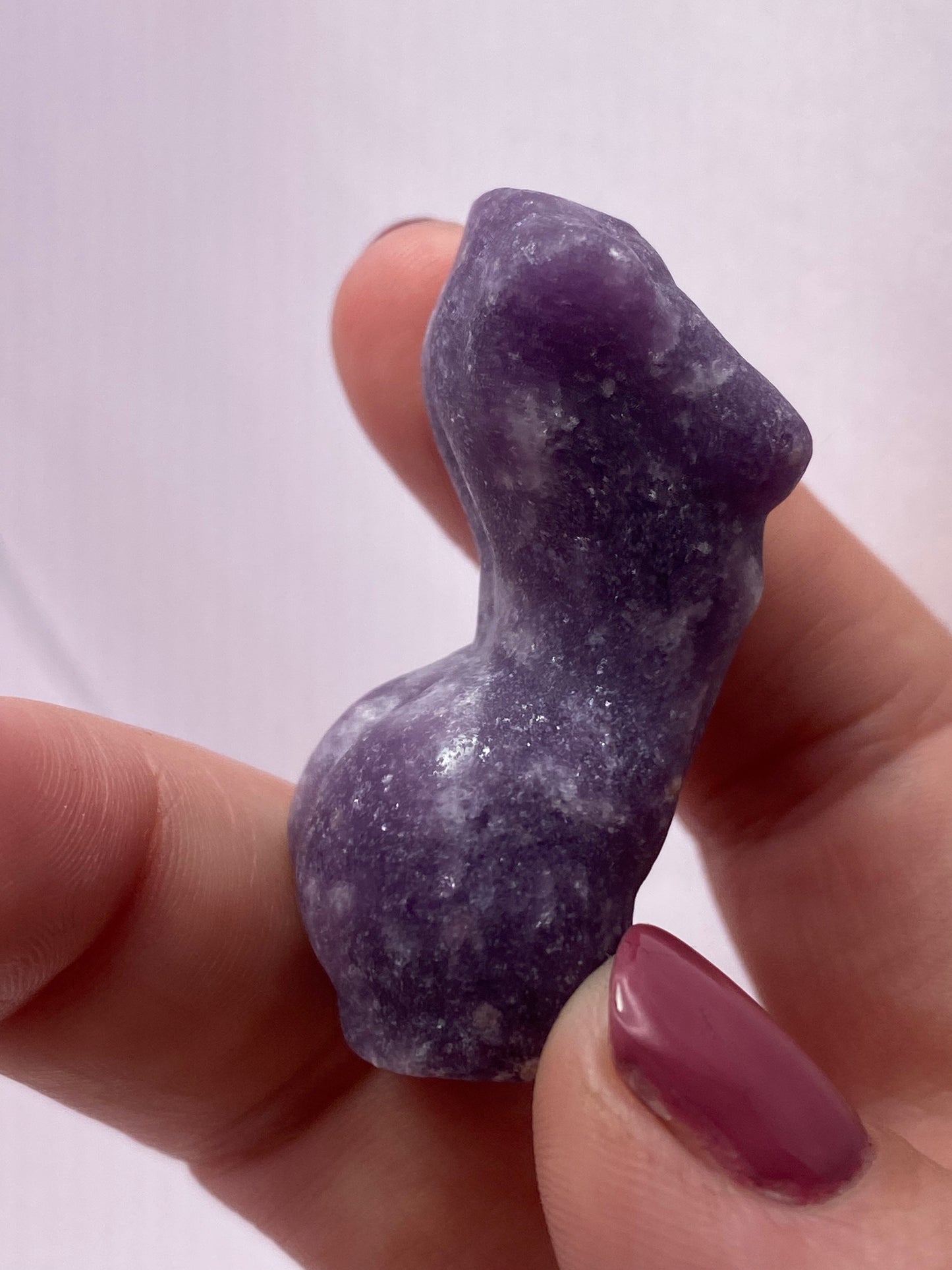 Lepidolite woman body carving