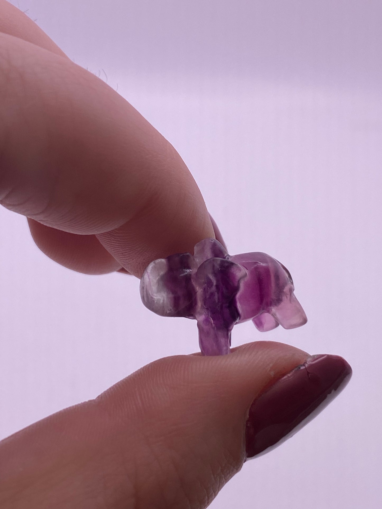 Fluorite elephant carving