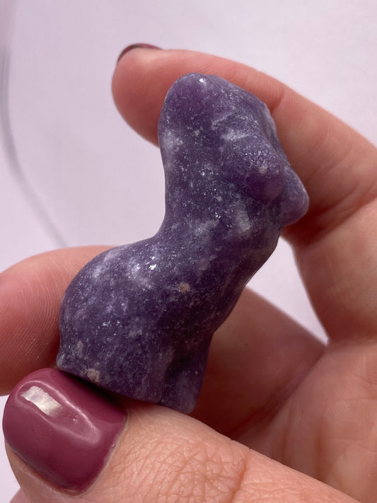 Lepidolite woman body carving