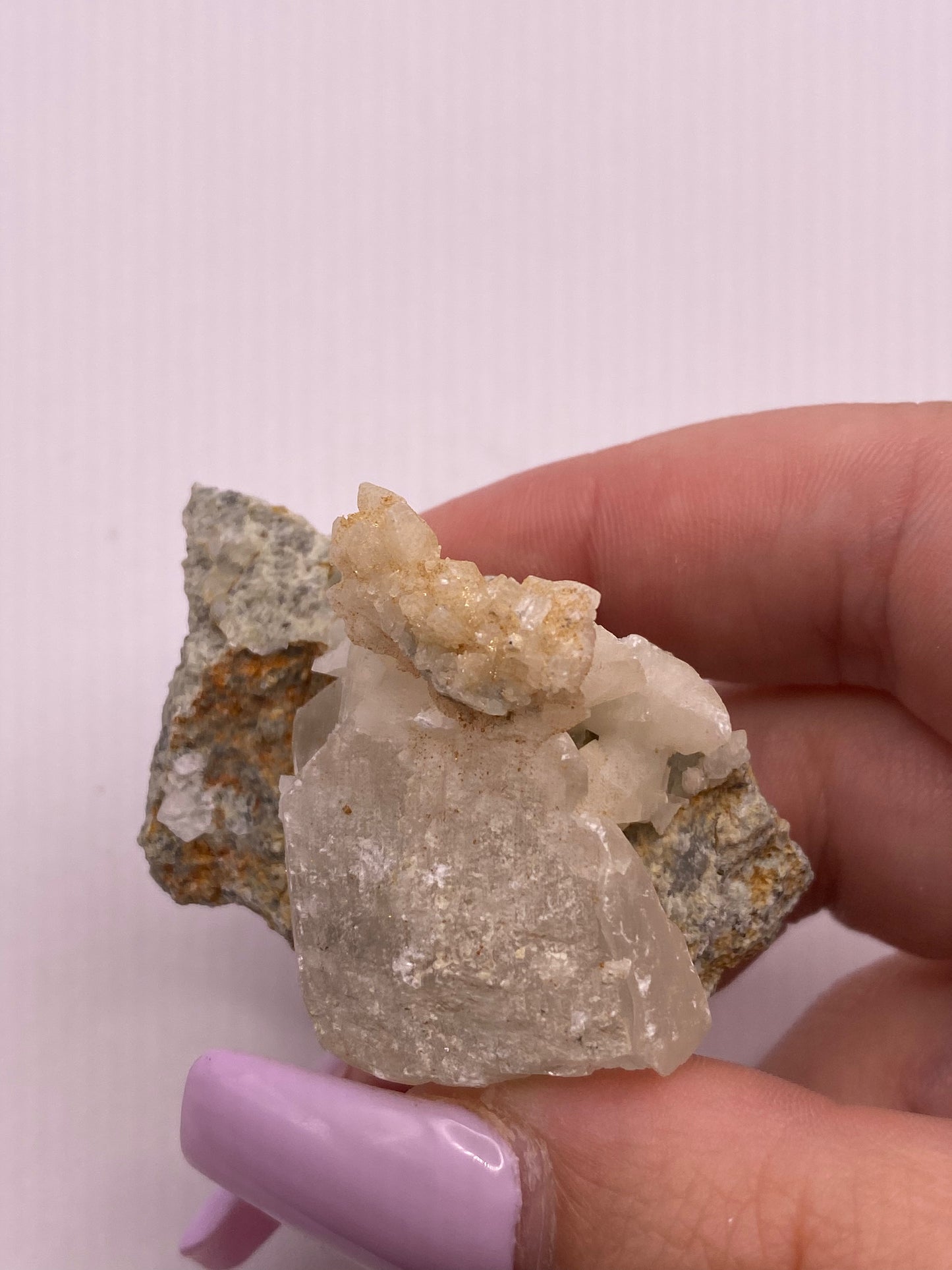 Calcite with Rhodochrosite Cluster