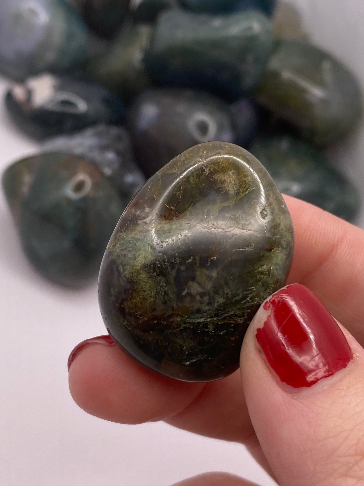 Moss agate tumble