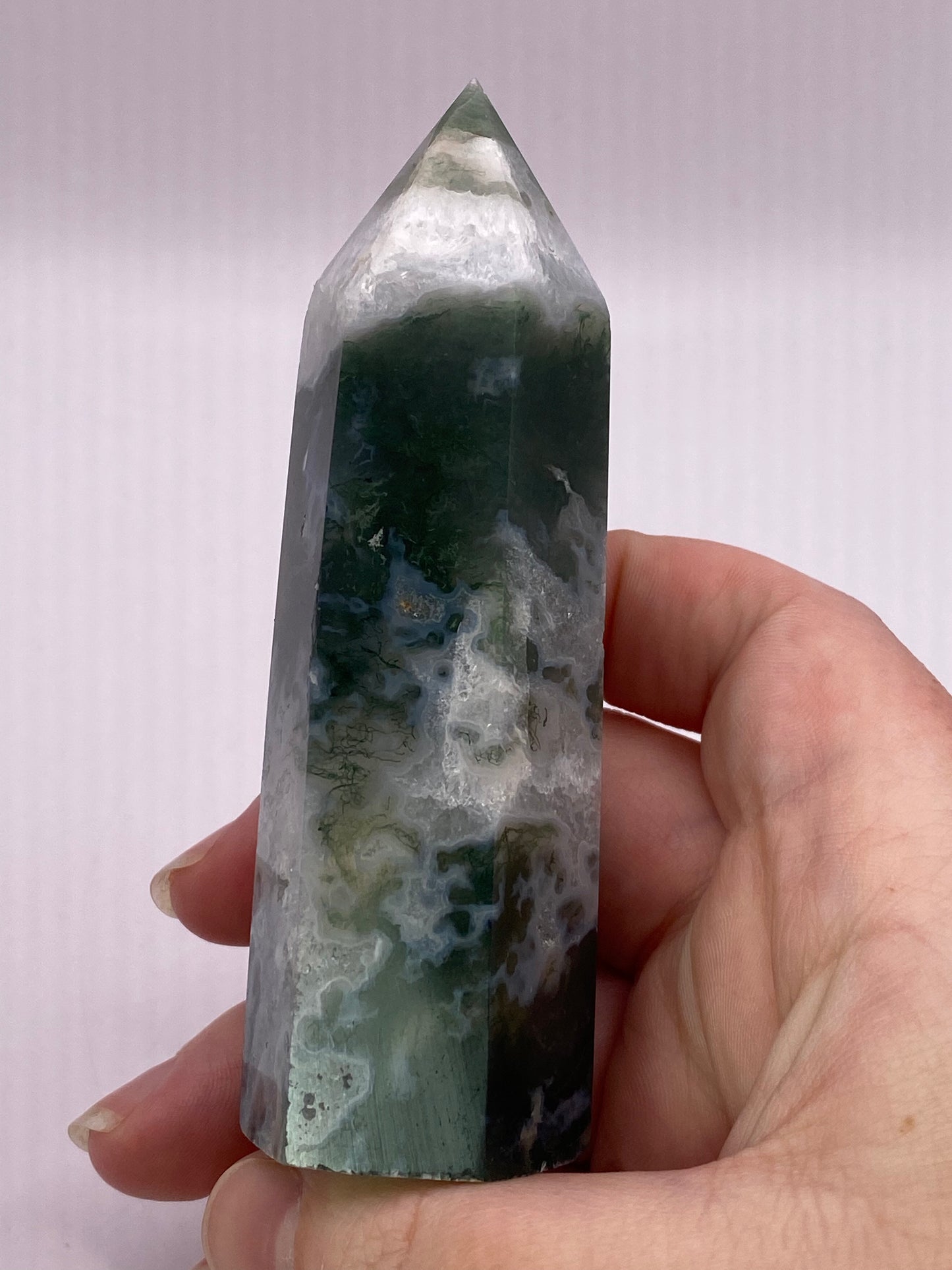 Large Moss Agate Tower