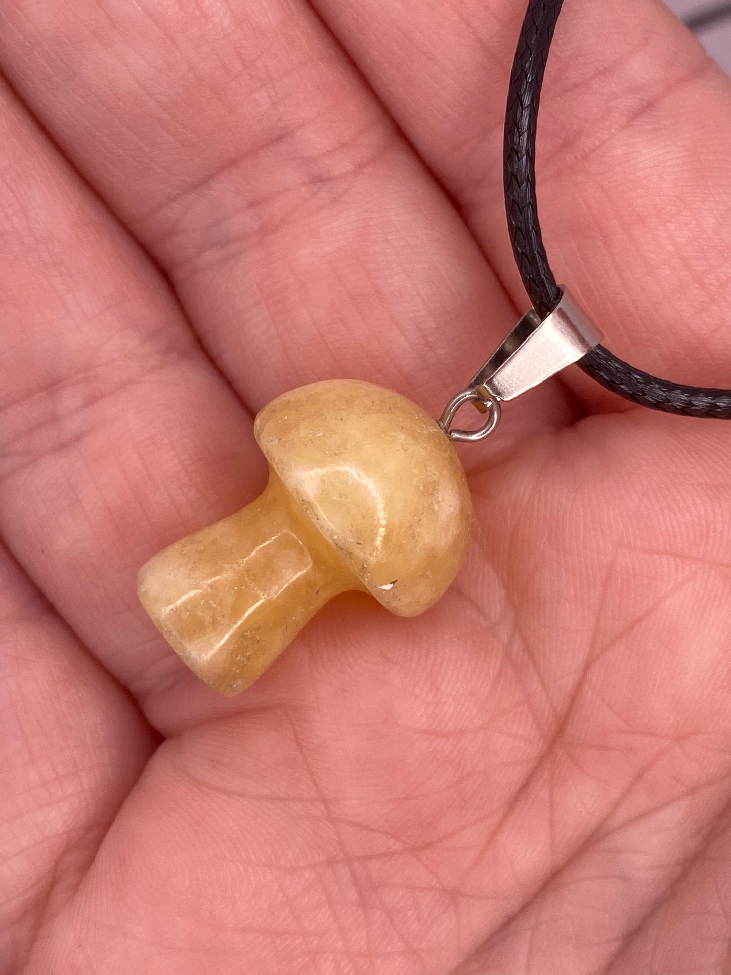 Honey Calcite Mushroom necklace