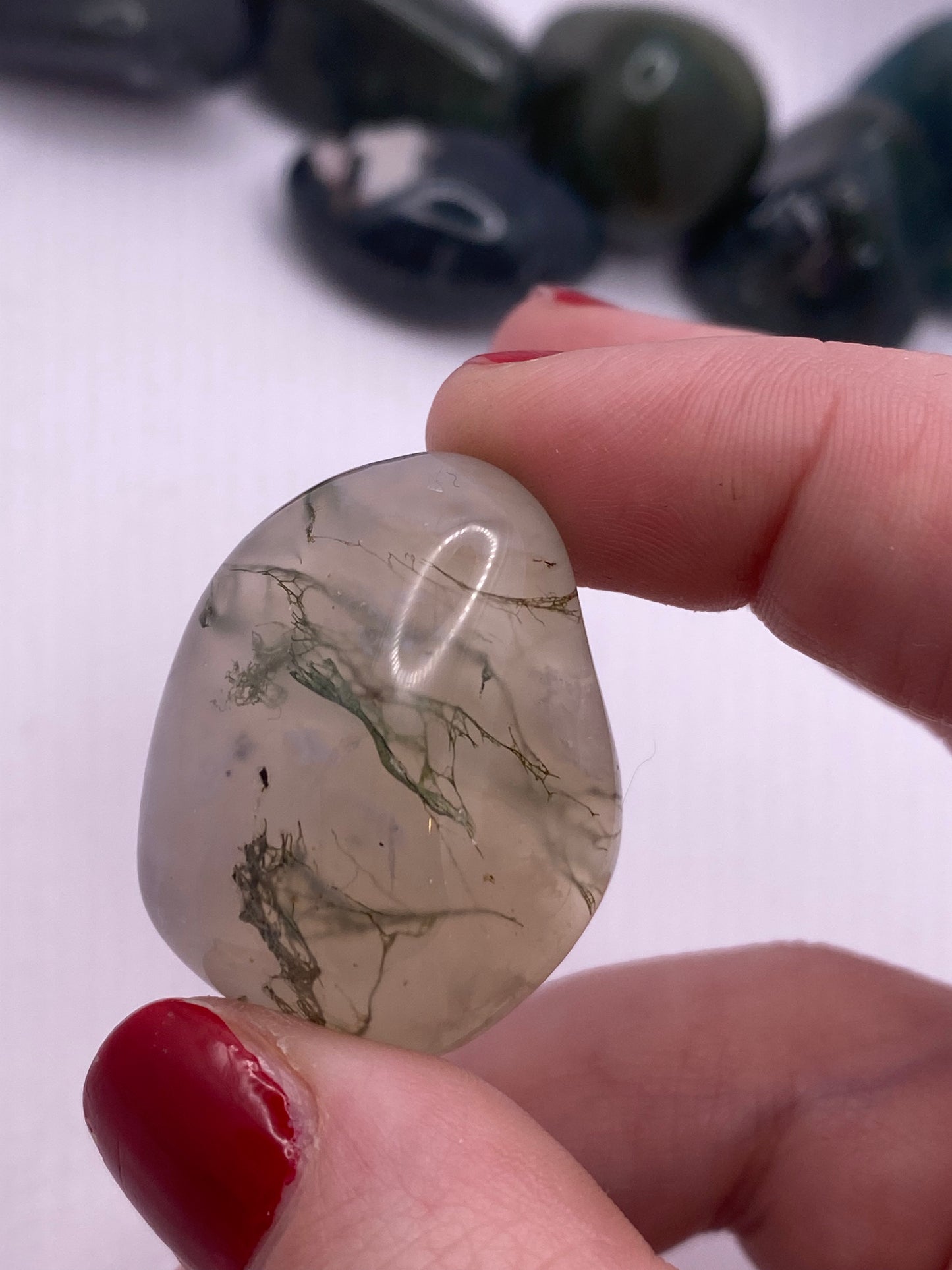 Moss agate tumble