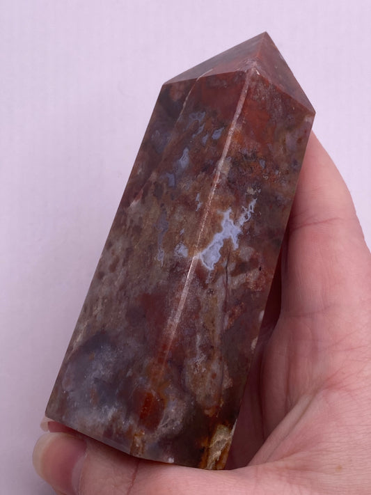 Large Red Moss agate Tower