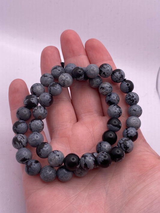 Snowflake obsidian bracelet