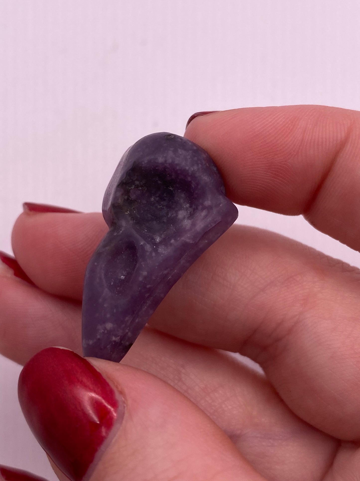 Lepidolite Crows Skull Crystal Carving