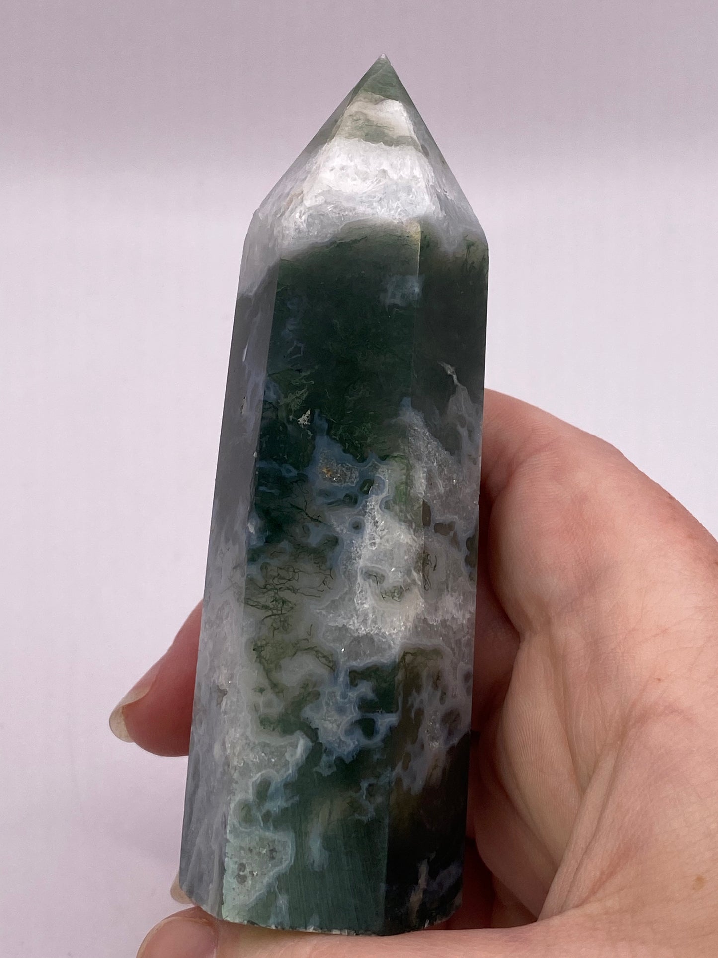 Large Moss Agate Tower