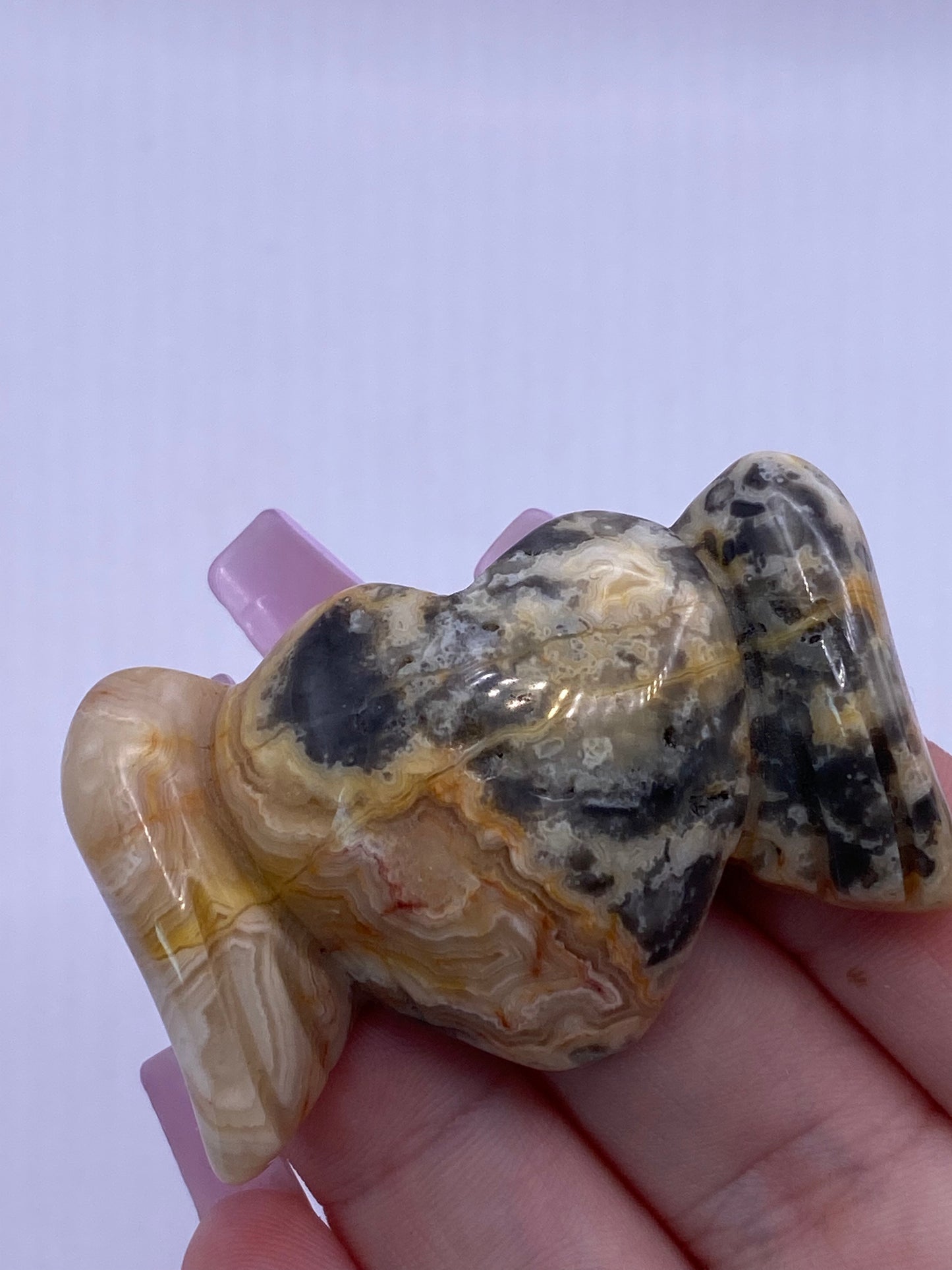 Crazy Lace Agate Heart With Wings