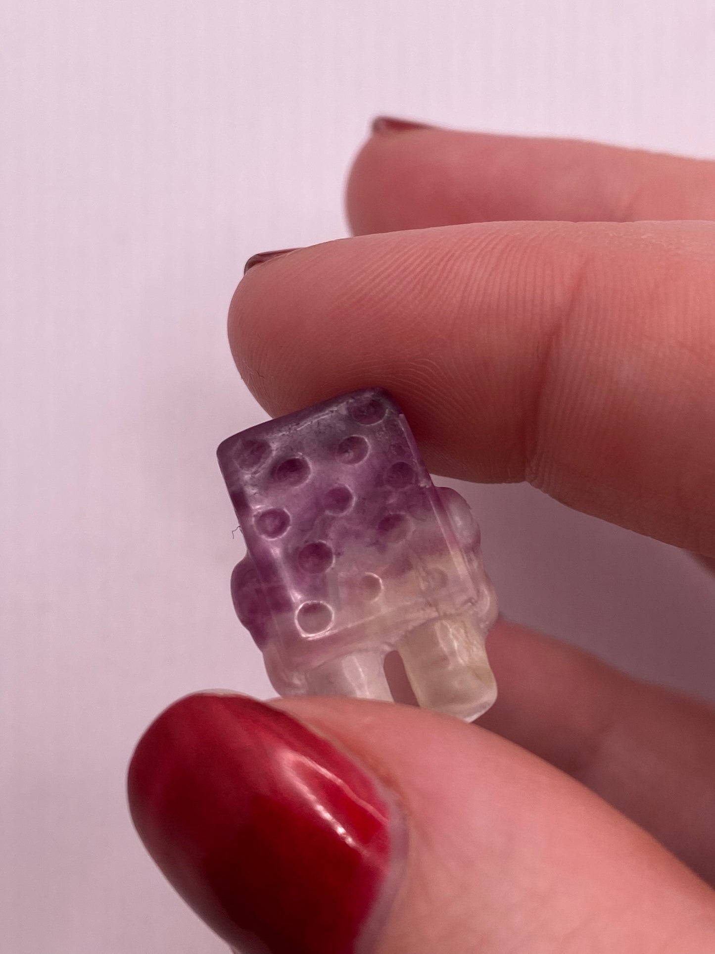 Mini fluorite SpongeBob carving