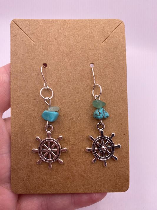 Green aventurine and turquoise earrings