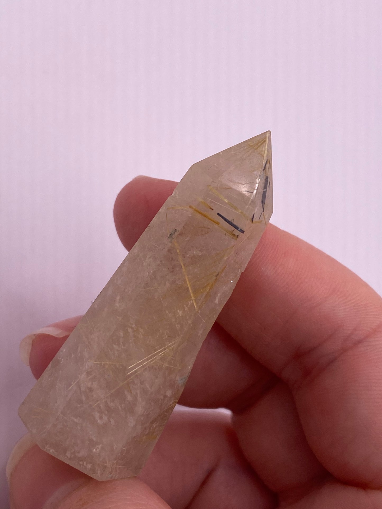 Golden rutile angel hair quartz tower