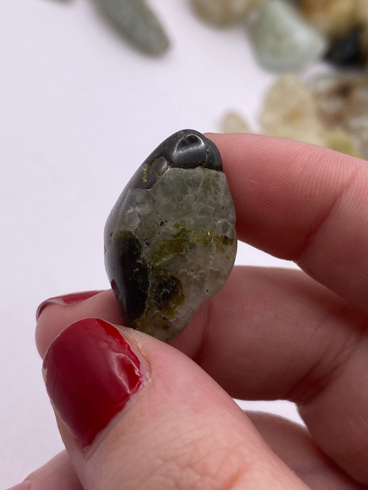 Epidote in Prehnite tumble