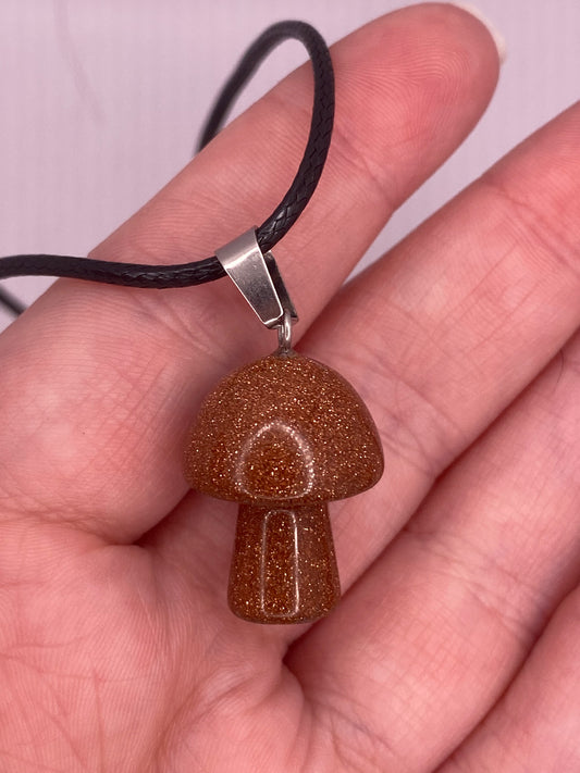 Goldstone  Mushroom Necklace