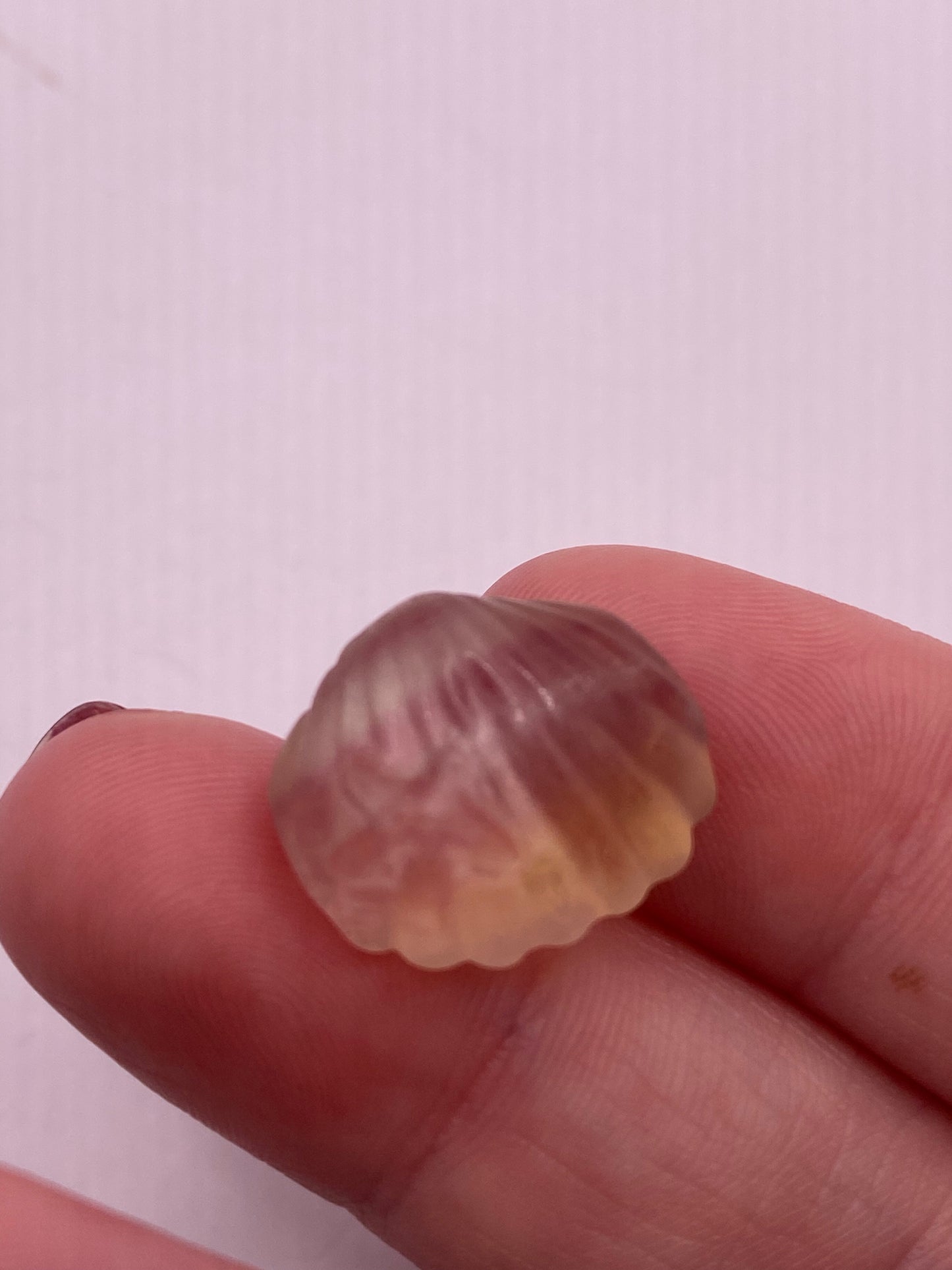 Mini fluorite clam with starfish carving