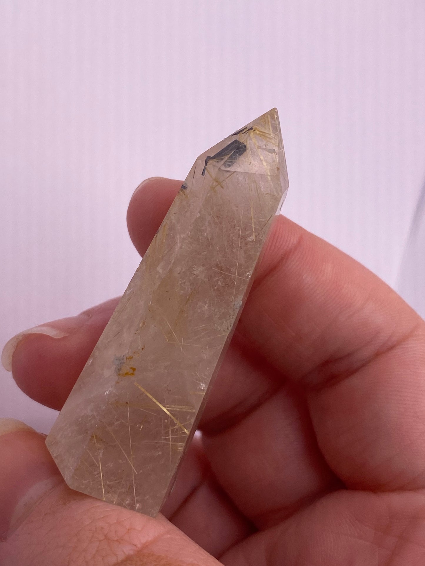 Golden rutile angel hair quartz tower