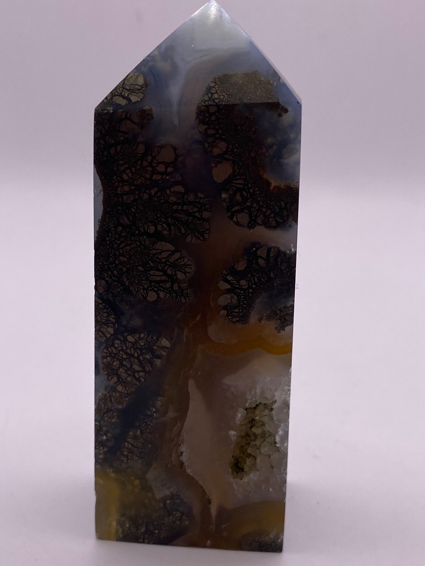 Chalcopyrite And Moss Agate Hybrid Tower