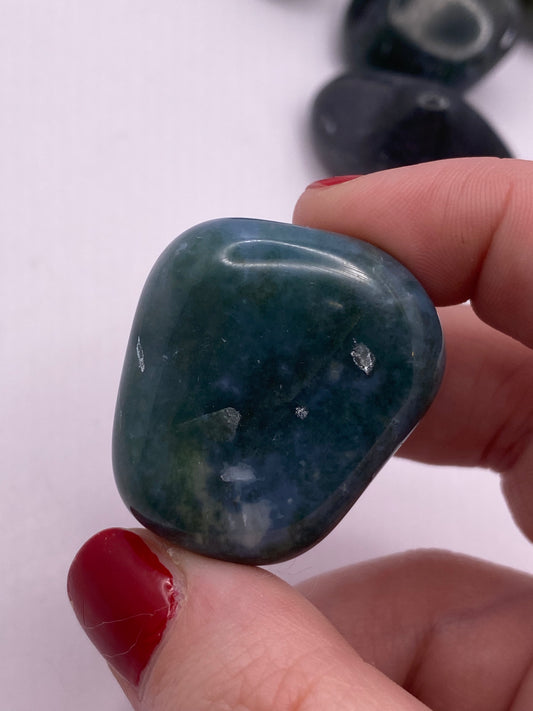 Moss agate tumble