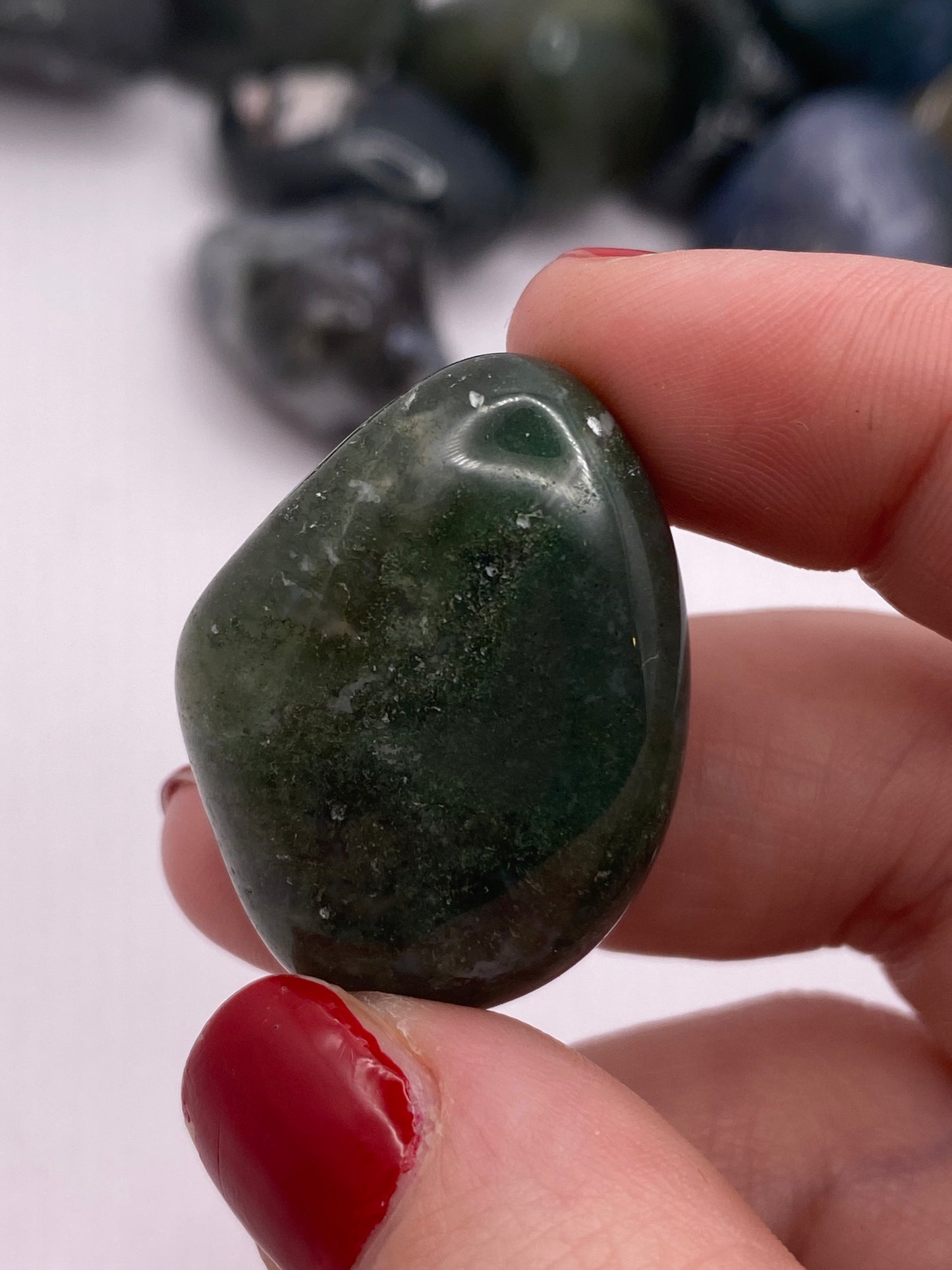 Moss agate tumble