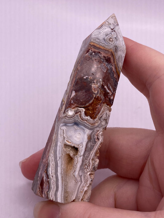 Druzy Mexican lace agate tower