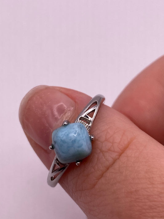 Silver Larimar Ring Adjustable