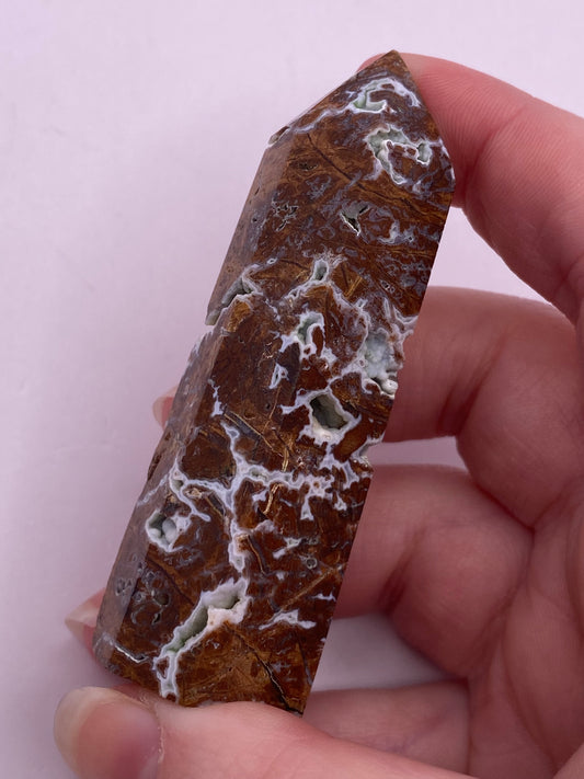 Druzey Plumed Jasper crystal tower