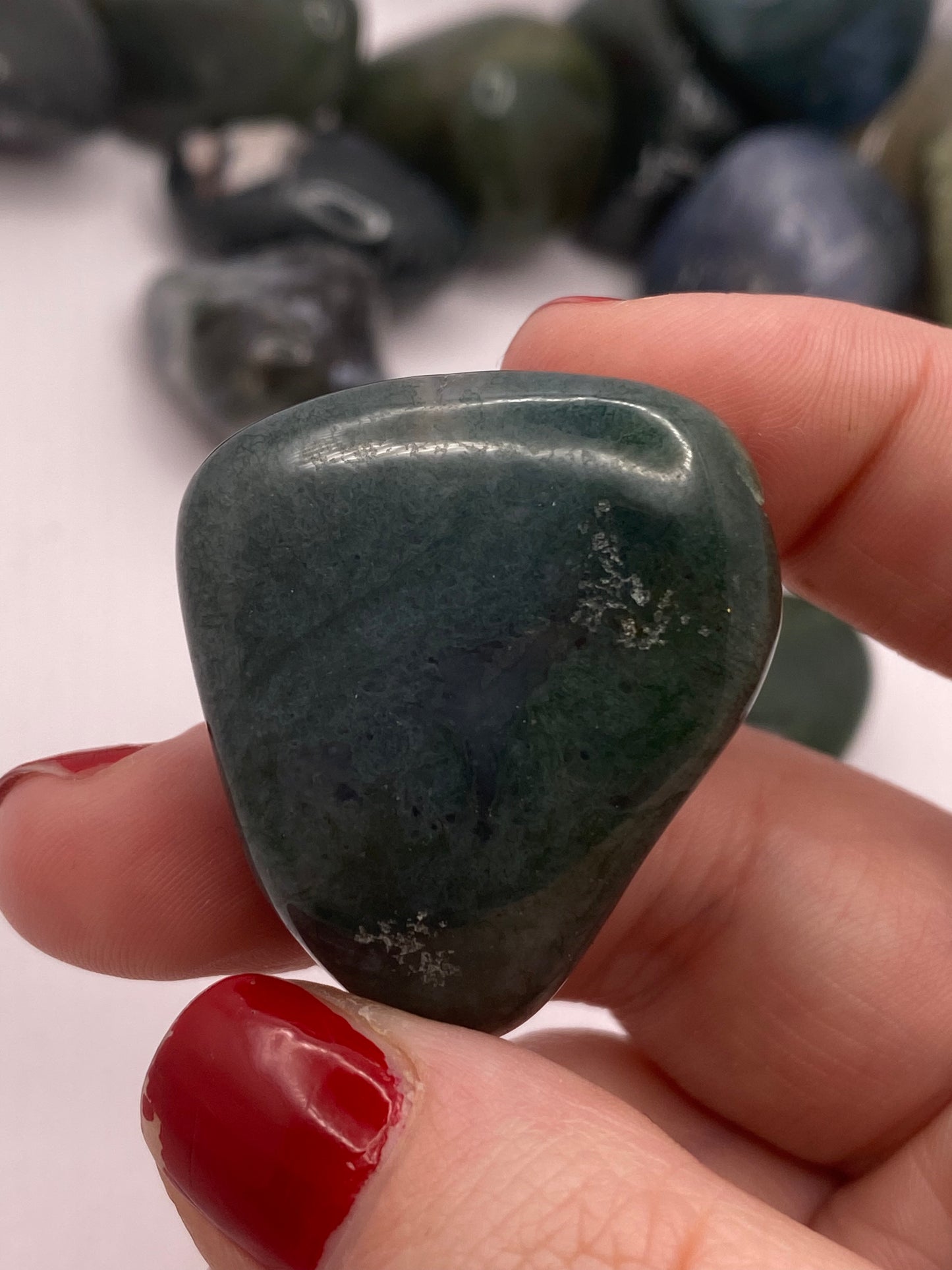 Moss agate tumble