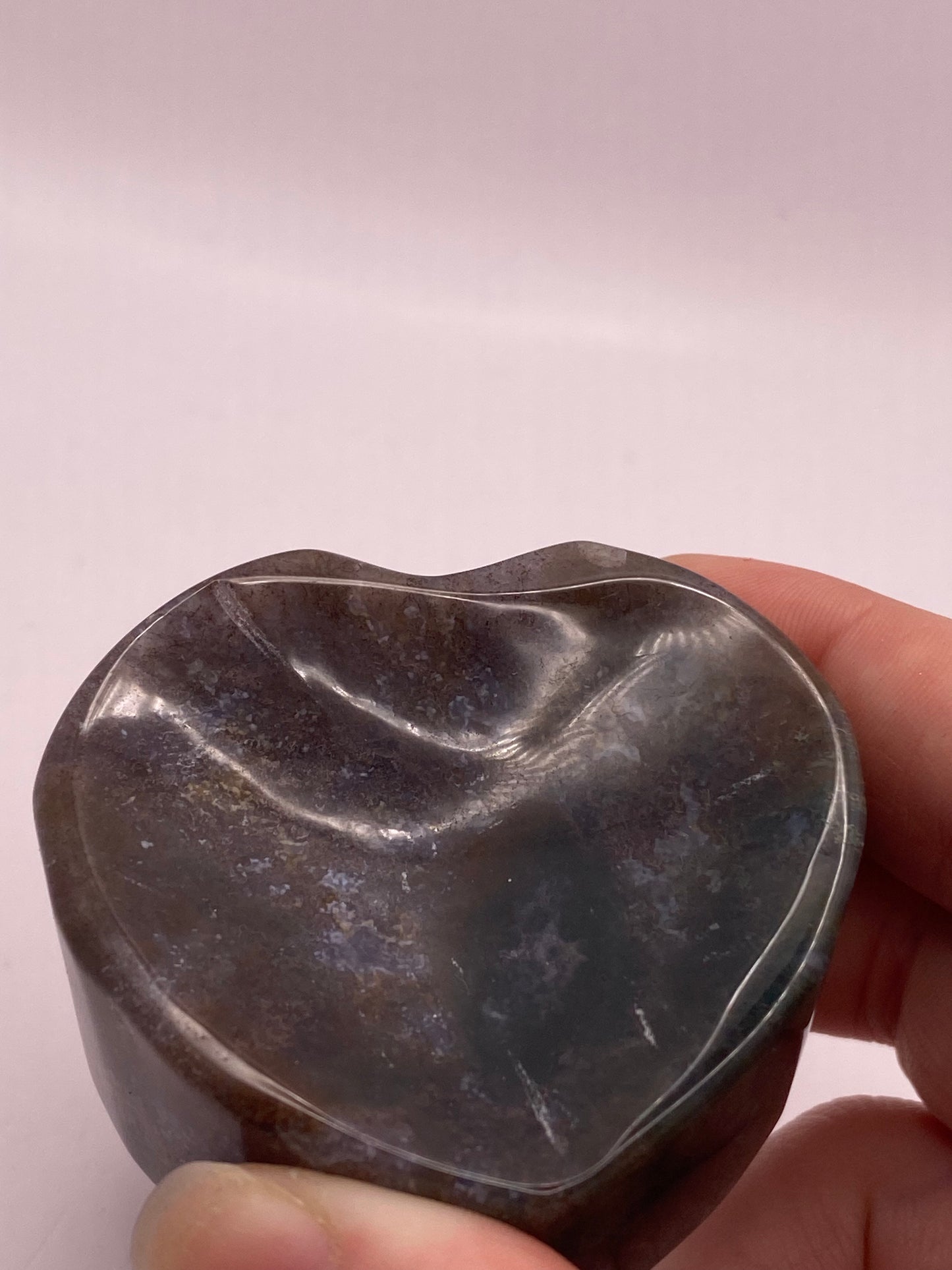 Moss Agate Heart Trinket Bowl