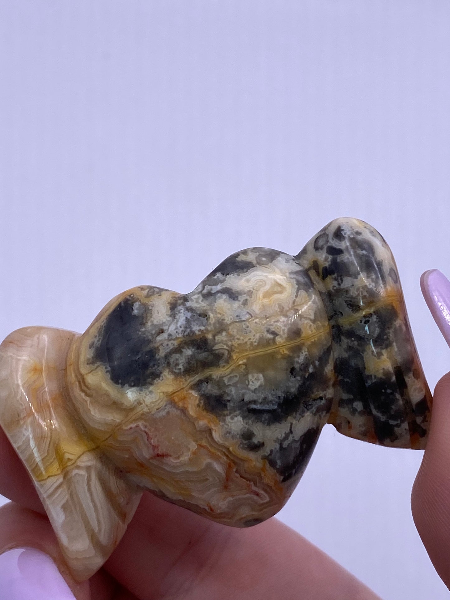 Crazy Lace Agate Heart With Wings