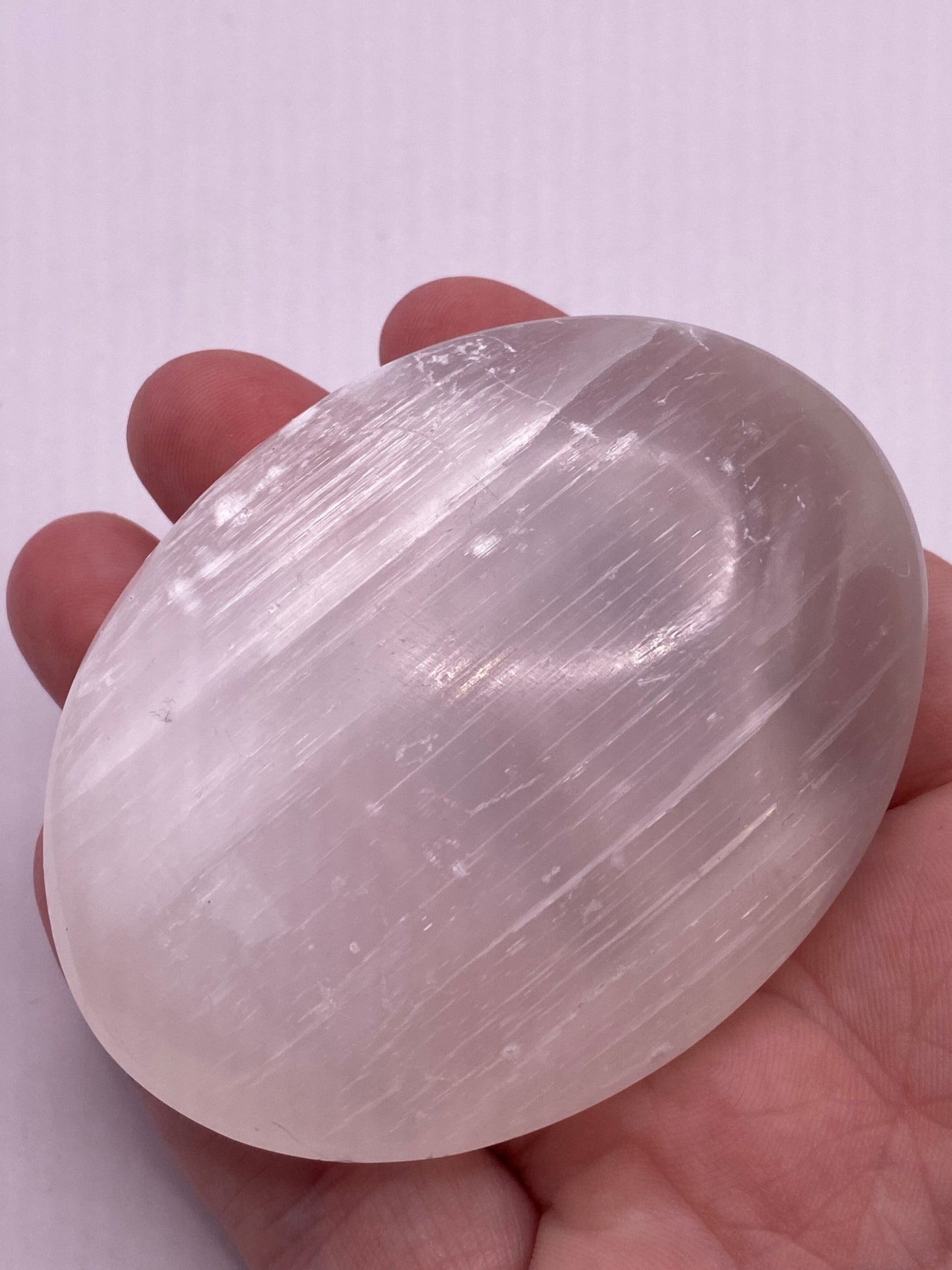 Selenite Palm Stone