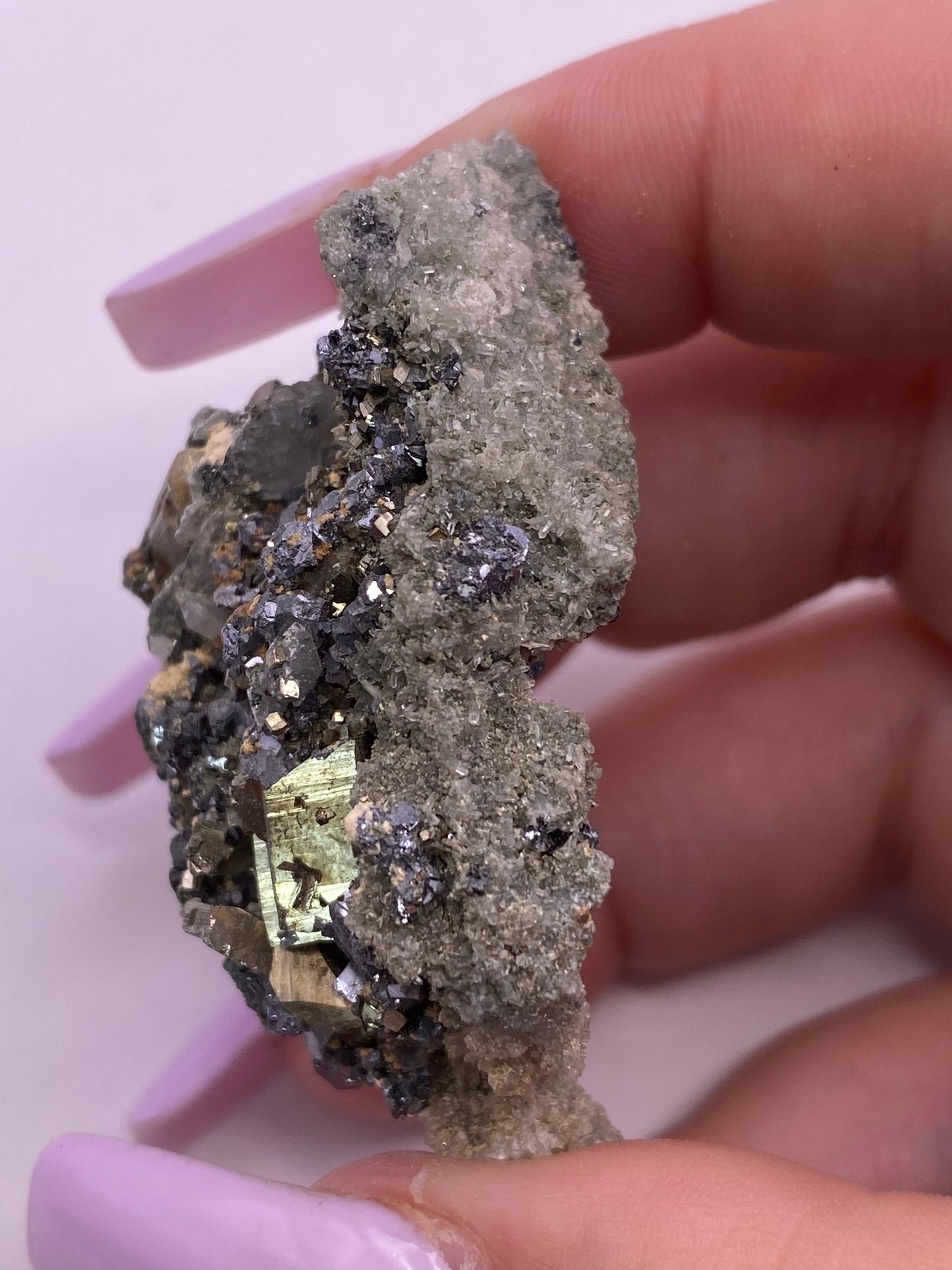 Pyrite, Galena, Quartz and Calcite Cluster