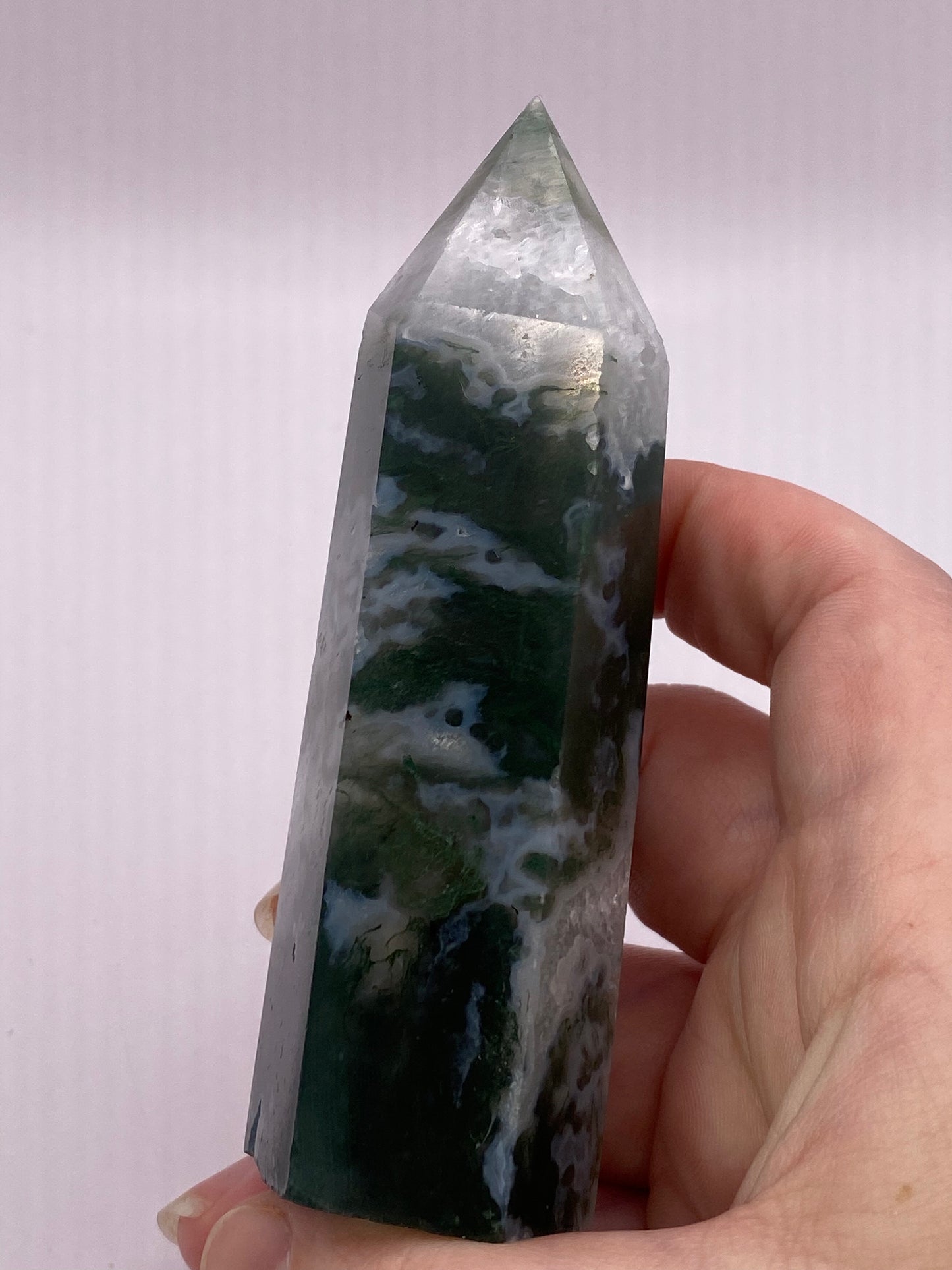 Large Moss Agate Tower